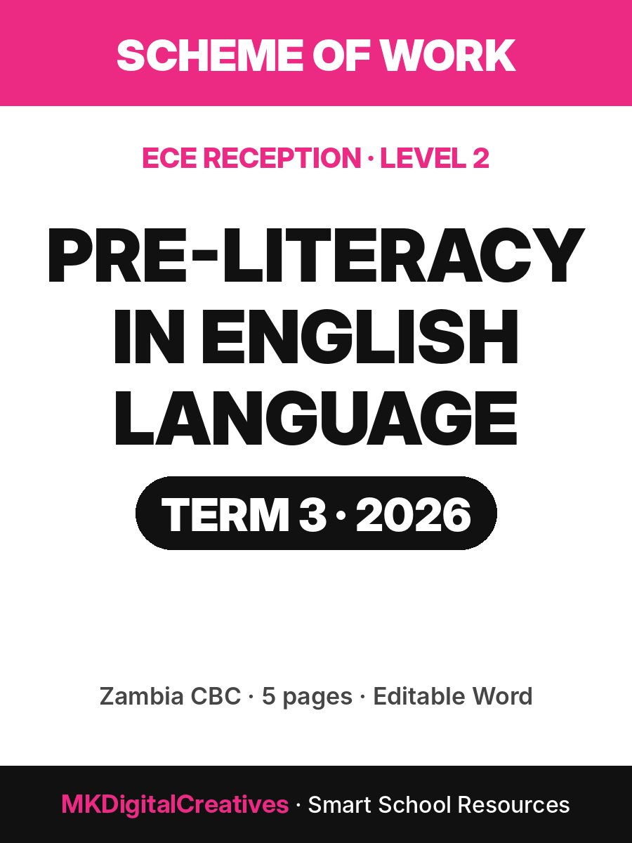 Pre-Literacy in English Language Scheme of Work — ECE Reception (Level 2), Term 3 2026 cover
