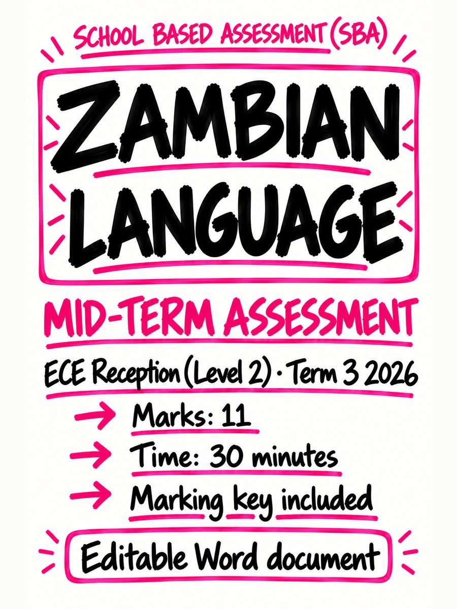 Zambian Language Mid-Term Assessment — ECE Reception (Level 2), Term 3 2026 cover