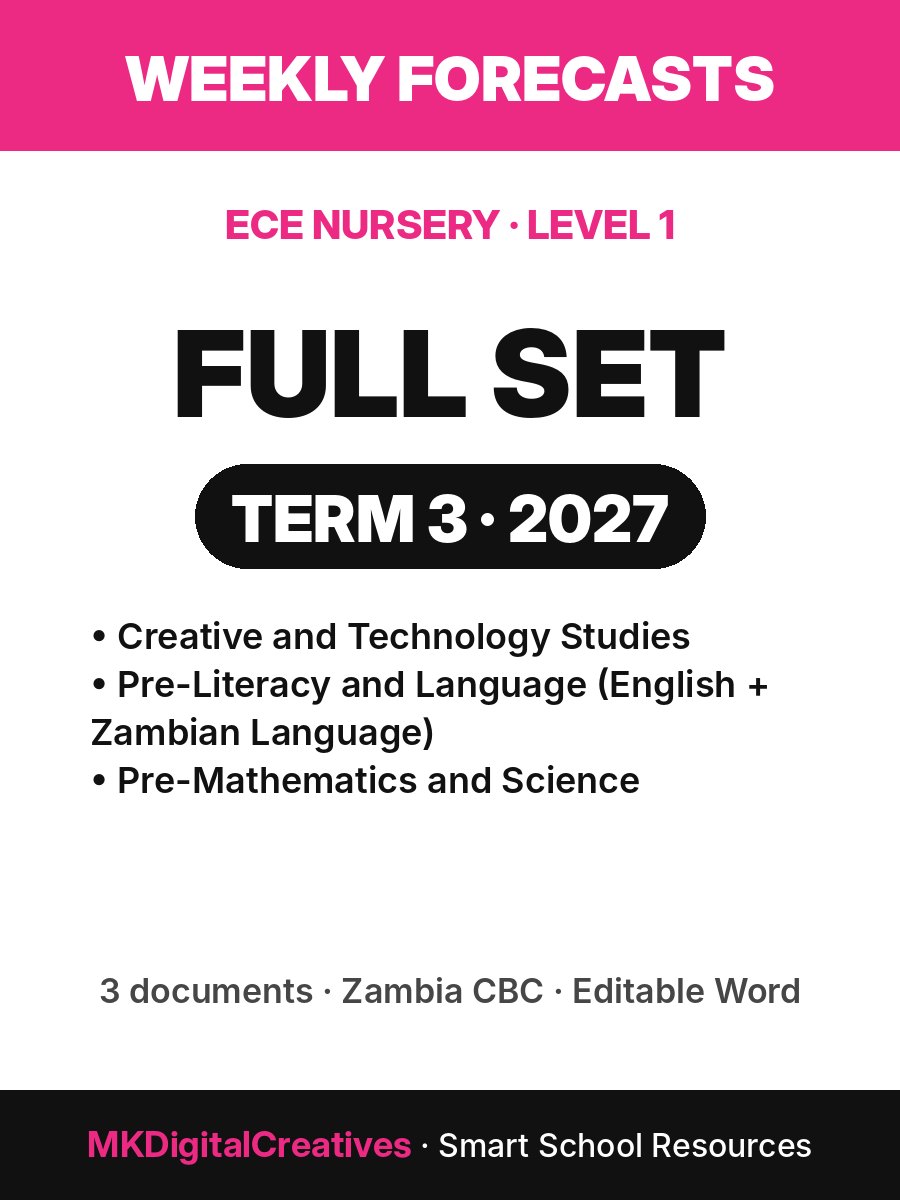 Weekly Forecasts Set — ECE Nursery (Level 1), Term 3 2027 (all 3 learning areas) cover