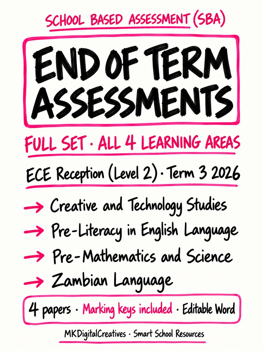 End of Term Assessments — ECE Reception (Level 2), Term 3 2026 (all 4 learning areas) cover