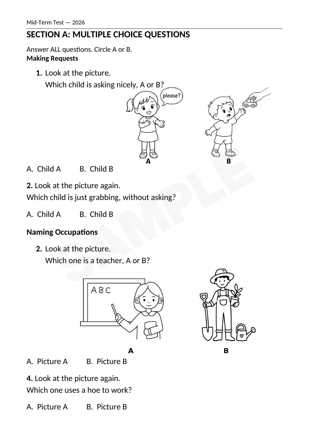Mid-Term Assessments — ECE Reception (Level 2), Term 3 2026 (all 4 learning areas) — Sample page 2