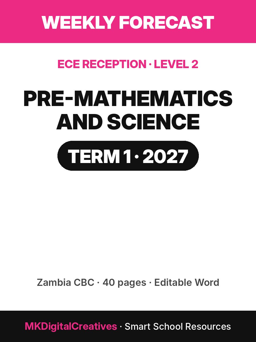Pre-Mathematics and Science Weekly Forecast — ECE Reception (Level 2), Term 1 2027 cover