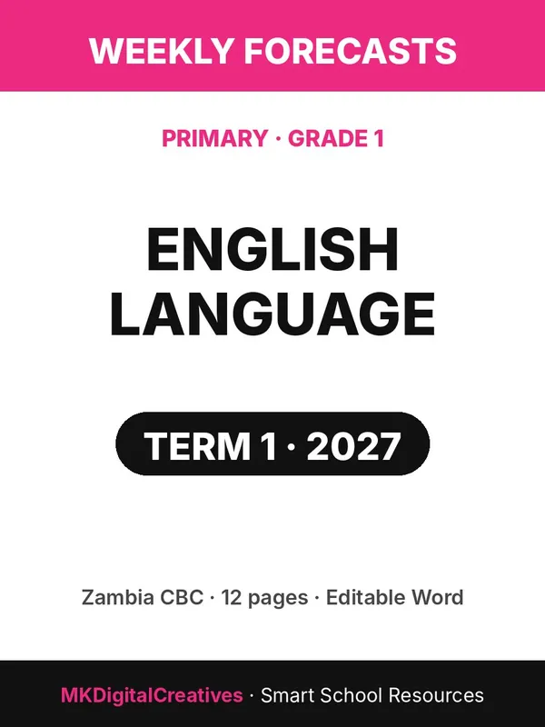 English Language Weekly Forecast — Grade 1, Term 1 2027 cover