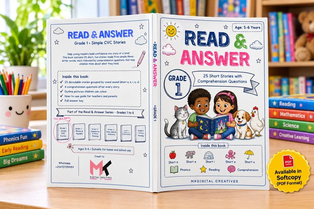 Read & Answer — Grade 1: Simple CVC Stories cover