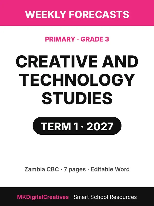 Creative and Technology Studies Weekly Forecast — Grade 3, Term 1 2027 cover