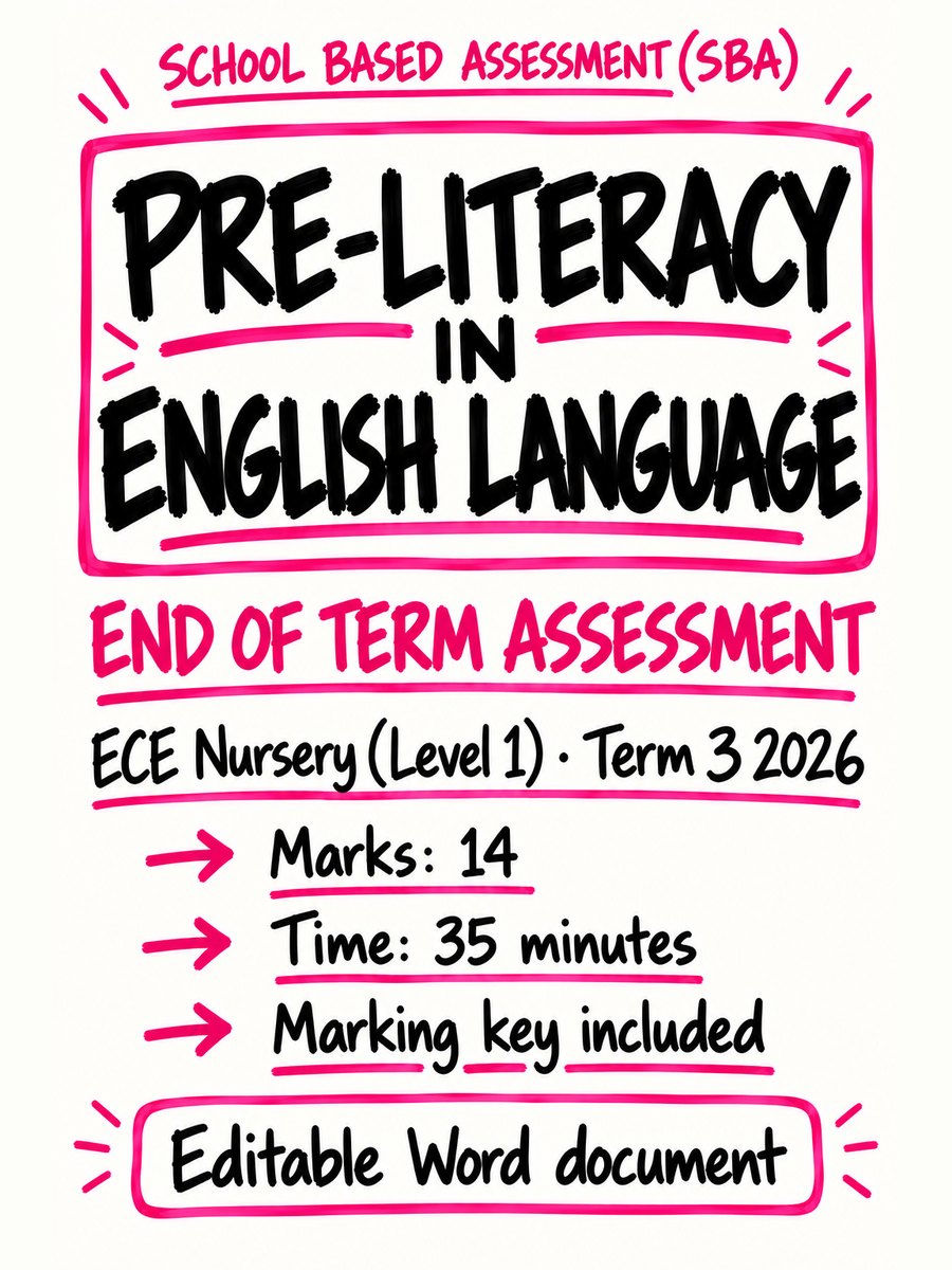 Pre-Literacy in English Language End of Term Assessment — ECE Nursery (Level 1), Term 3 2026 cover