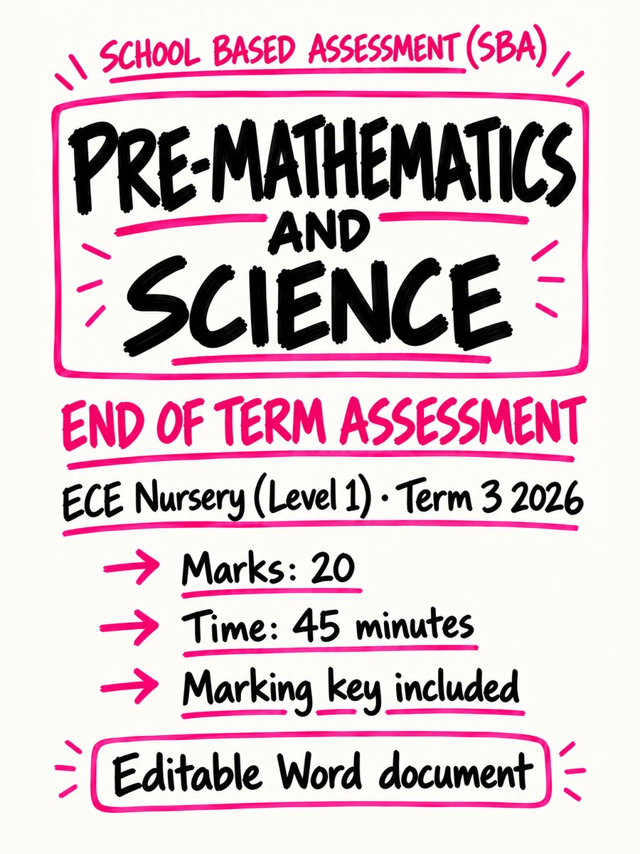 Pre-Mathematics and Science End of Term Assessment — ECE Nursery (Level 1), Term 3 2026 cover