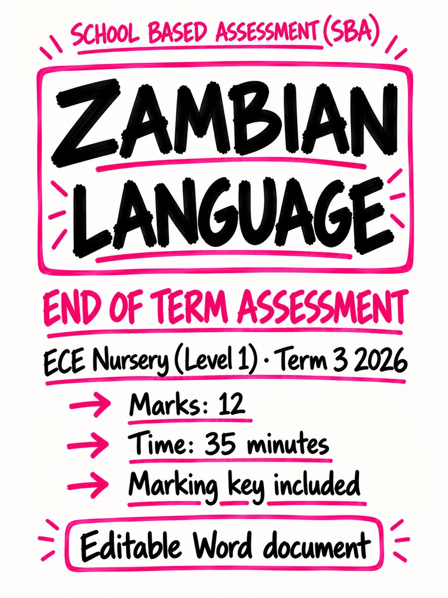 Zambian Language End of Term Assessment — ECE Nursery (Level 1), Term 3 2026 cover
