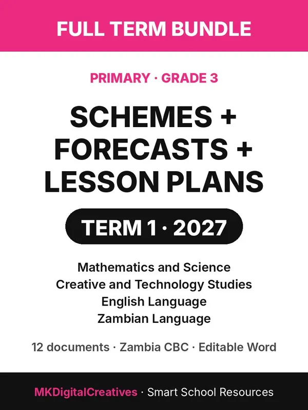 Grade 3 Full Term Bundle — Term 1 2027 (Schemes + Weekly Forecasts + Lesson Plans) cover