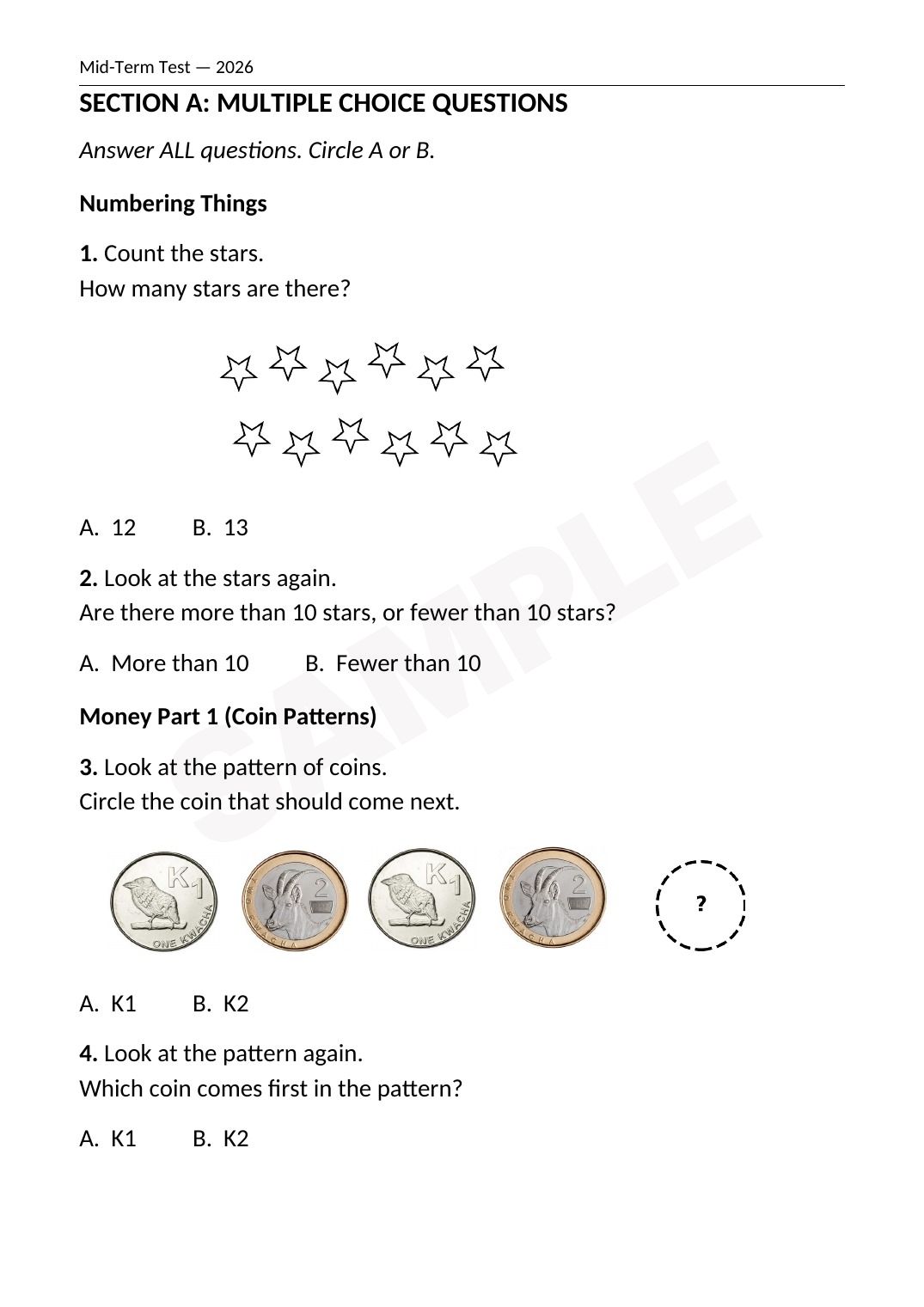 Mid-Term Assessments — ECE Reception (Level 2), Term 3 2026 (all 4 learning areas) — Sample page 3