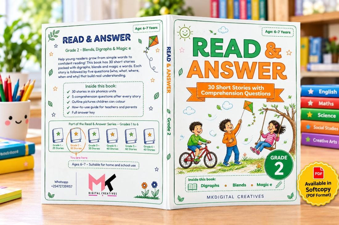 Read & Answer — Grade 2: Blends, Digraphs & Magic e cover
