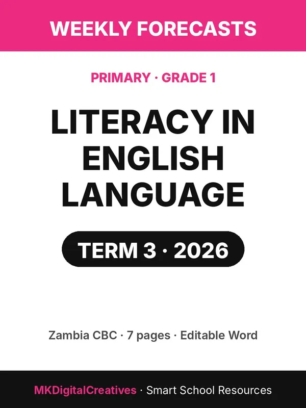 Literacy in English Language Weekly Forecast — Grade 1, Term 3 2026 cover