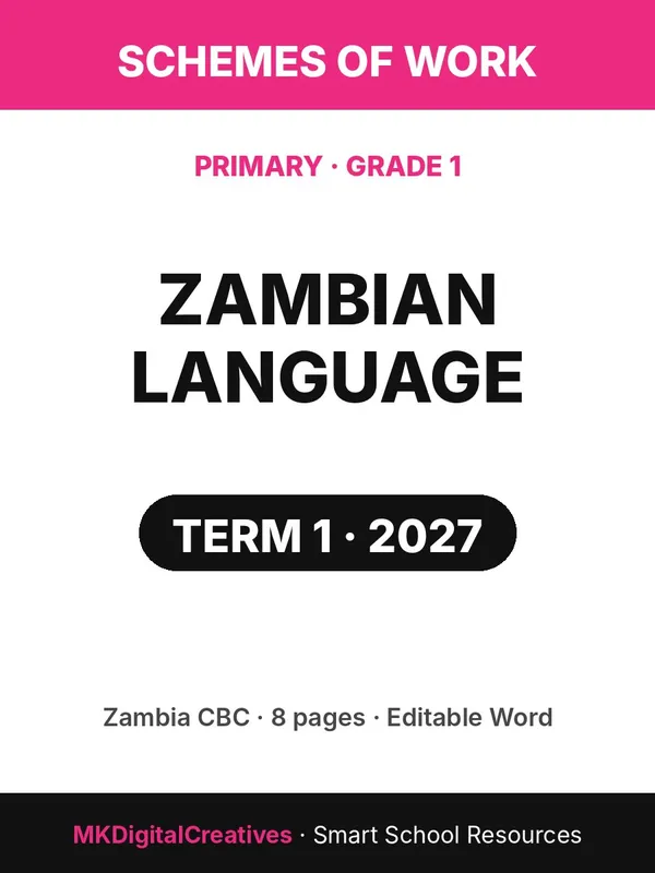 Zambian Language Scheme of Work — Grade 1, Term 1 2027 cover